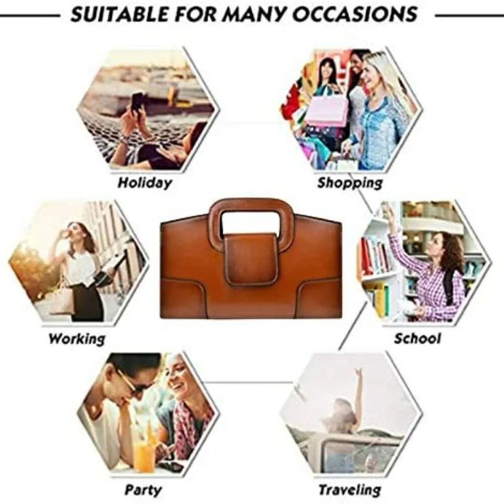 Women Vintage Flap Tote PU Leather Shoulder Handbag Clutch Purse